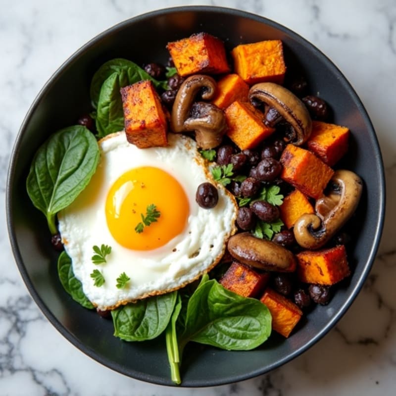 Crispy Roasted Sweet Potato and Mushroom Skillet