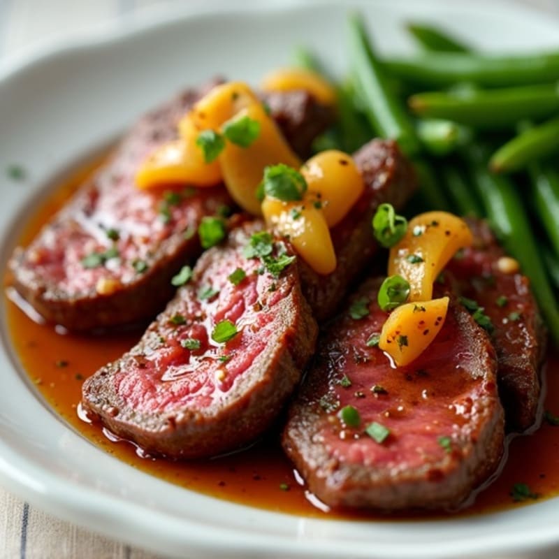 Pan-Seared Beef with Savory Garlic Ginger Glaze
