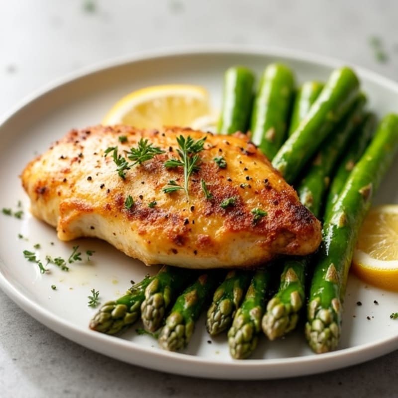 Lemon-Herb Roasted Chicken with Crispy Roasted Asparagus