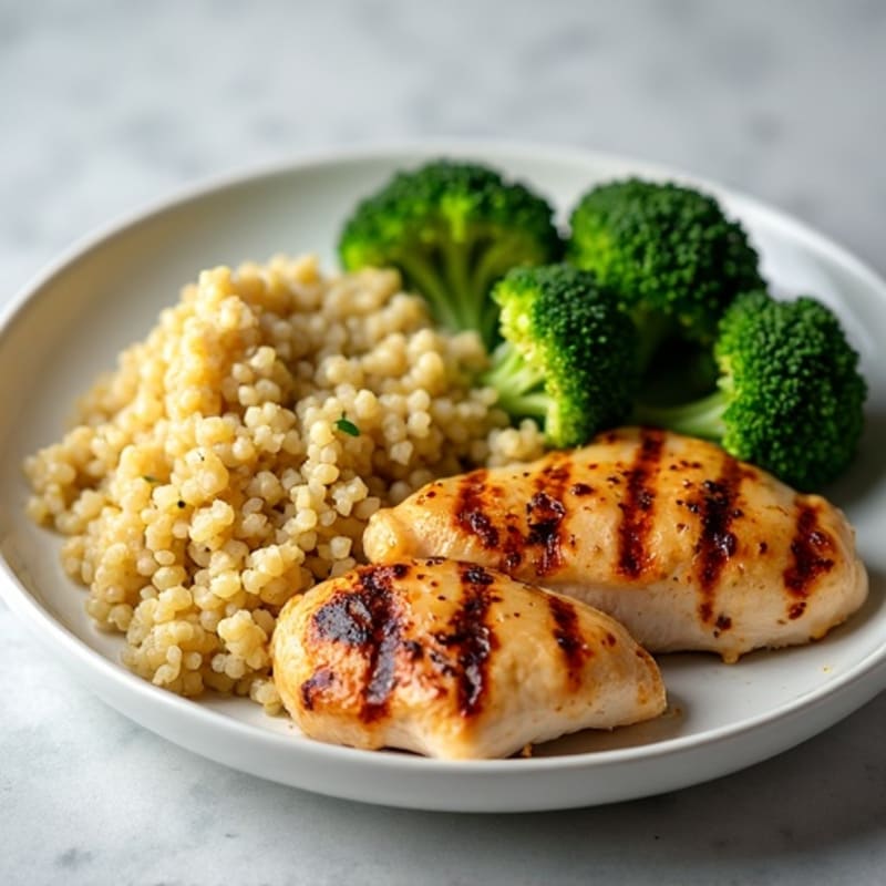 Grilled Chicken Breast with Quinoa and Steamed Broccoli