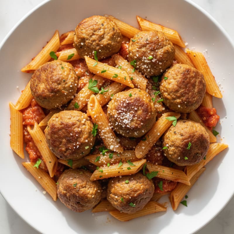 Turkey Meatball Penne with Marinara