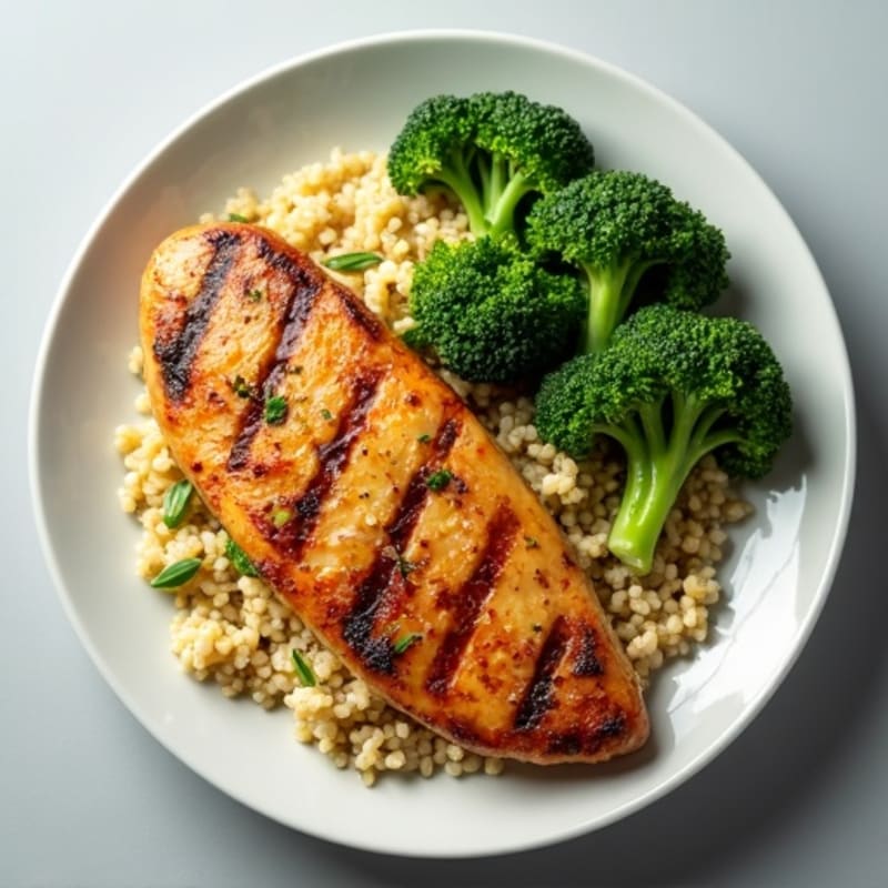 Grilled Chicken Breast with Quinoa and Steamed Broccoli