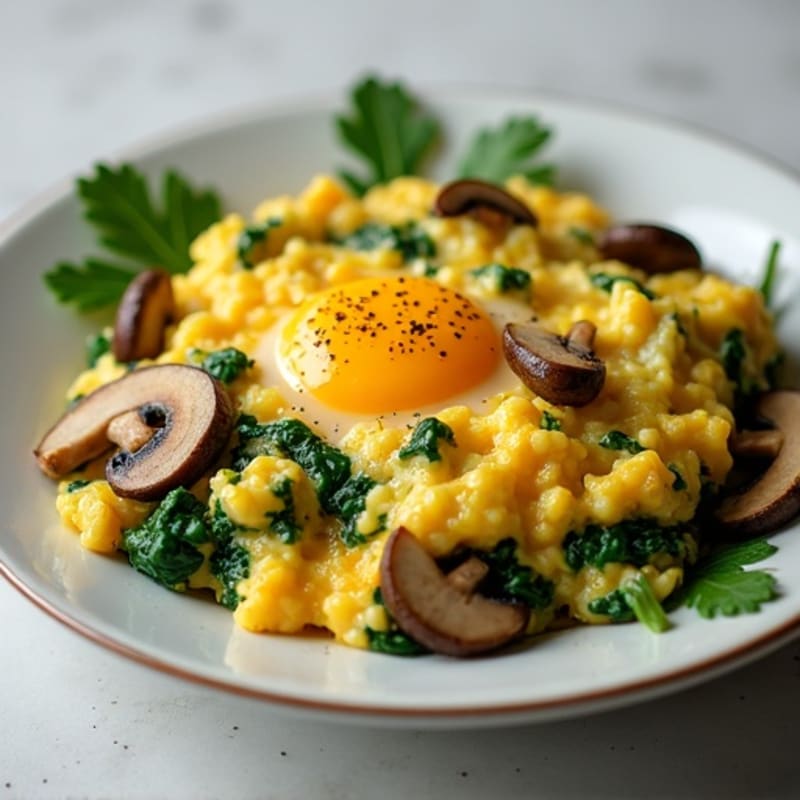 Hearty Spinach and Mushroom Egg Scramble