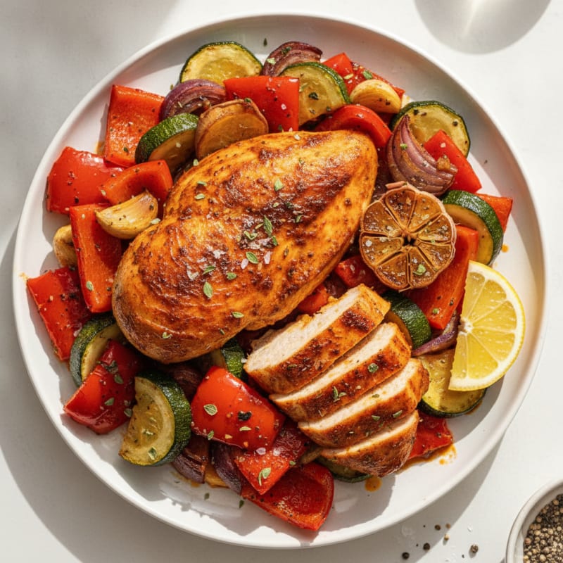 Spicy Harissa Chicken with Roasted Vegetables