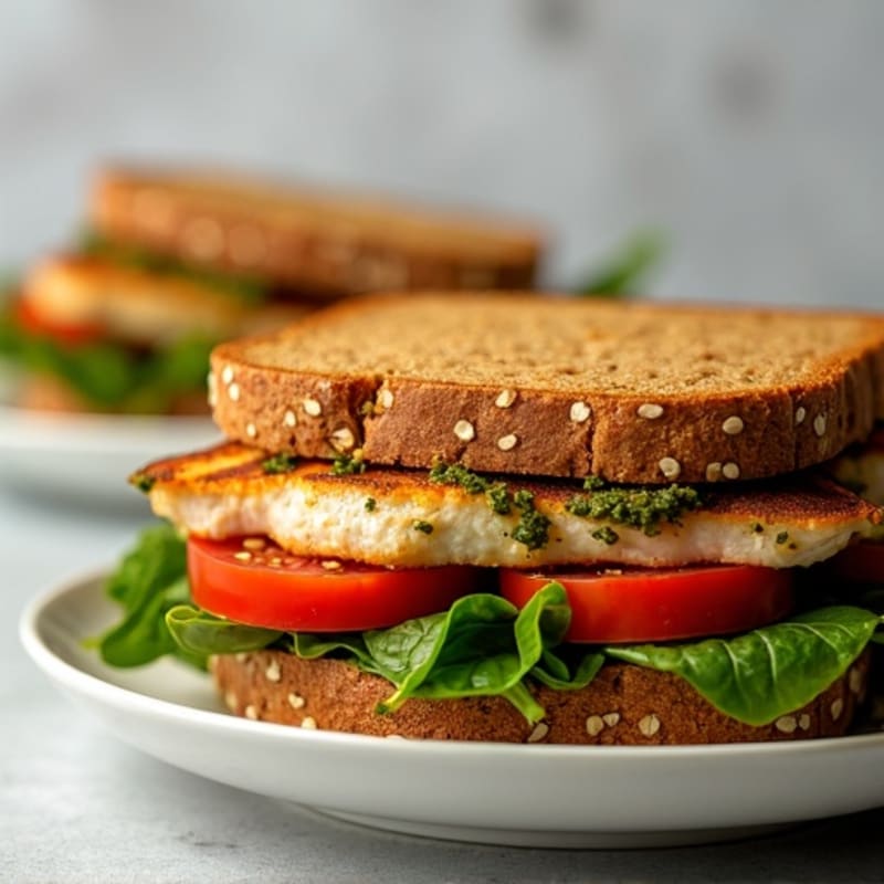 Grilled Chicken Pesto Sandwich on Whole Wheat