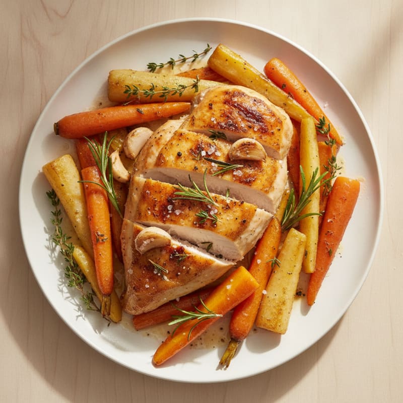 Garlic Herb Roasted Chicken with Root Vegetables