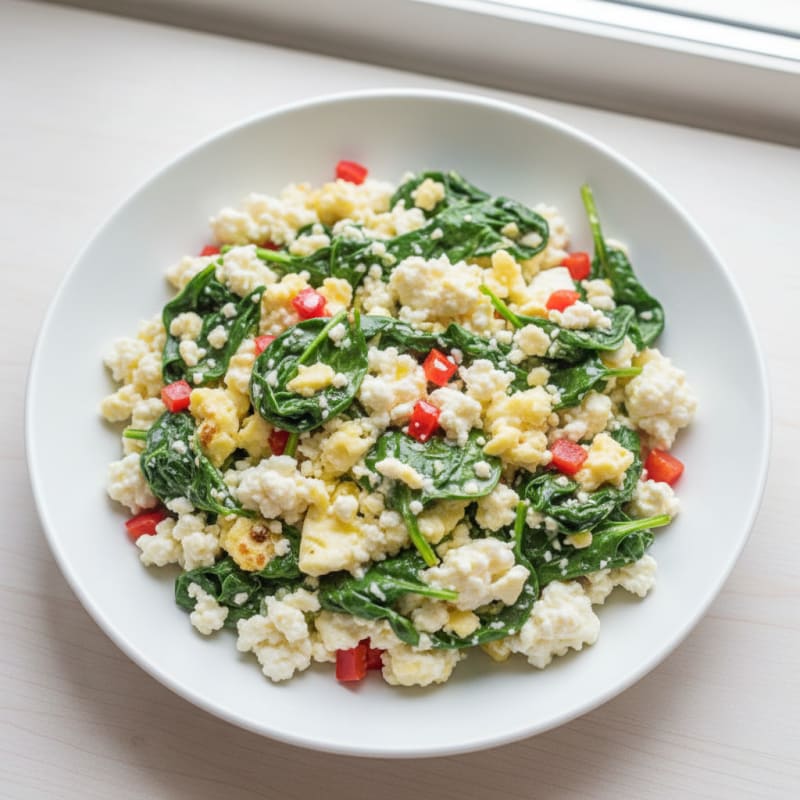 Egg White Scramble with Cottage Cheese and Spinach