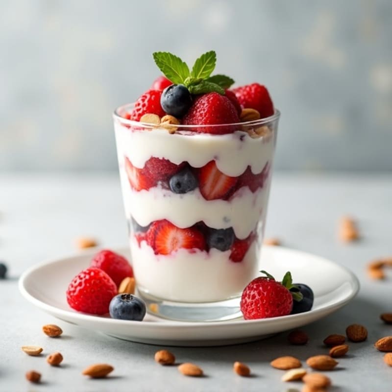 Greek Yogurt Protein Parfait with Almonds and Berries