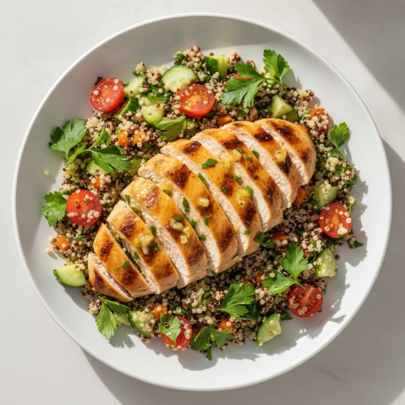 Grilled Lemon Garlic Chicken Breast with Quinoa Salad