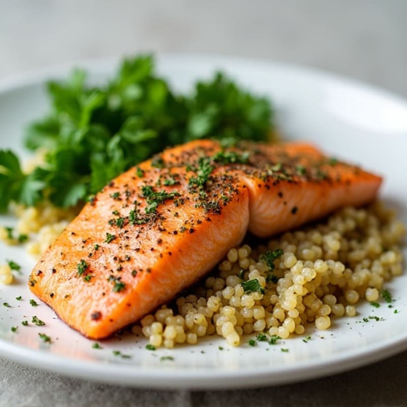 Herb-Crusted Pan Seared Salmon with Quinoa