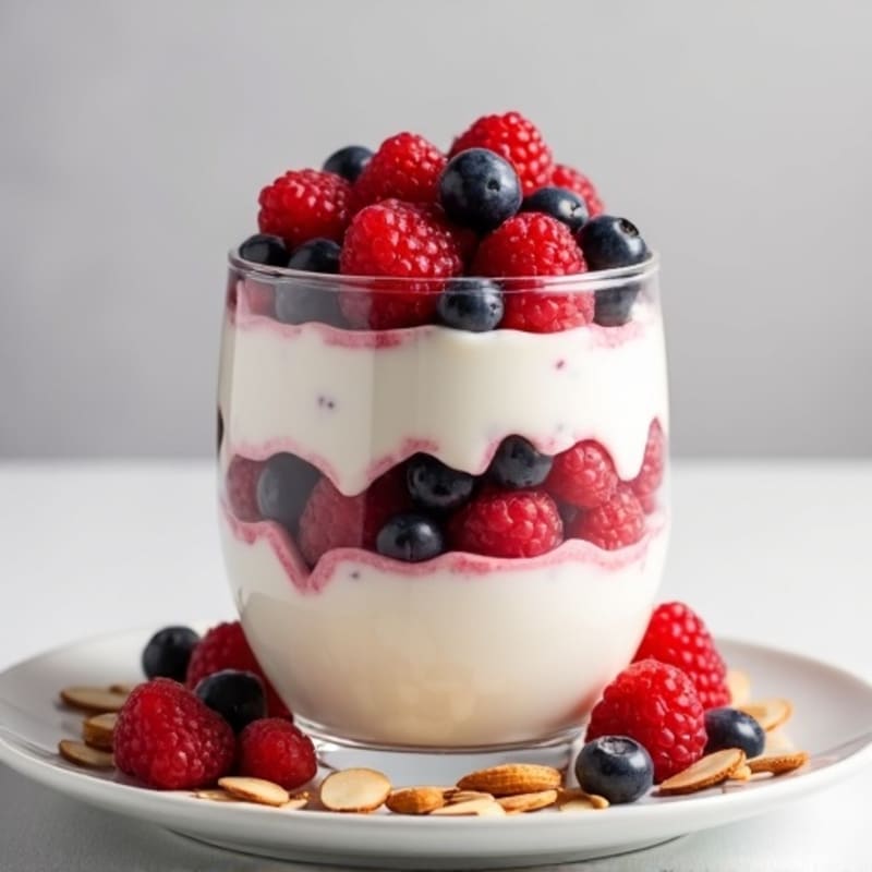 Greek Yogurt Protein Parfait with Mixed Berries and Almonds