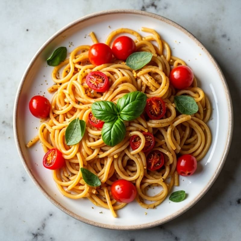 Sardine Whole Wheat Pasta with Roasted Tomatoes and Fresh Herbs