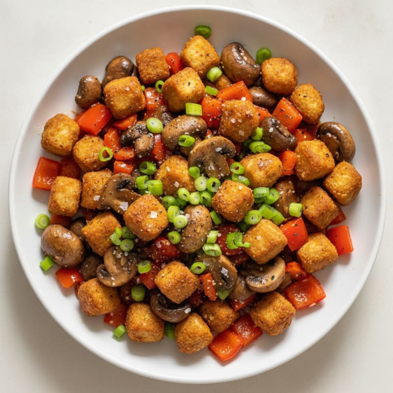 Mushroom Soy Chunks with Bell Peppers