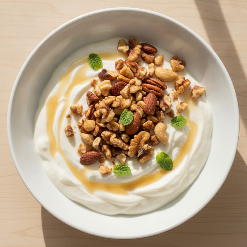 Creamy Vanilla Protein Yogurt with Mixed Nuts