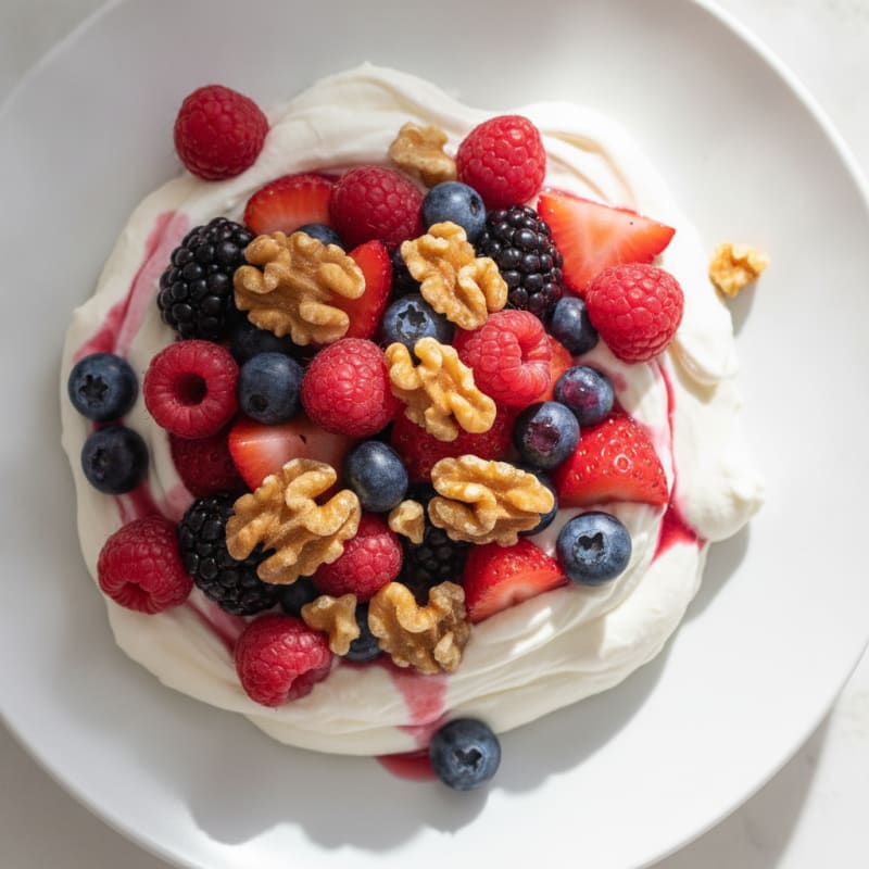 Greek Yogurt Protein Mousse with Mixed Berries