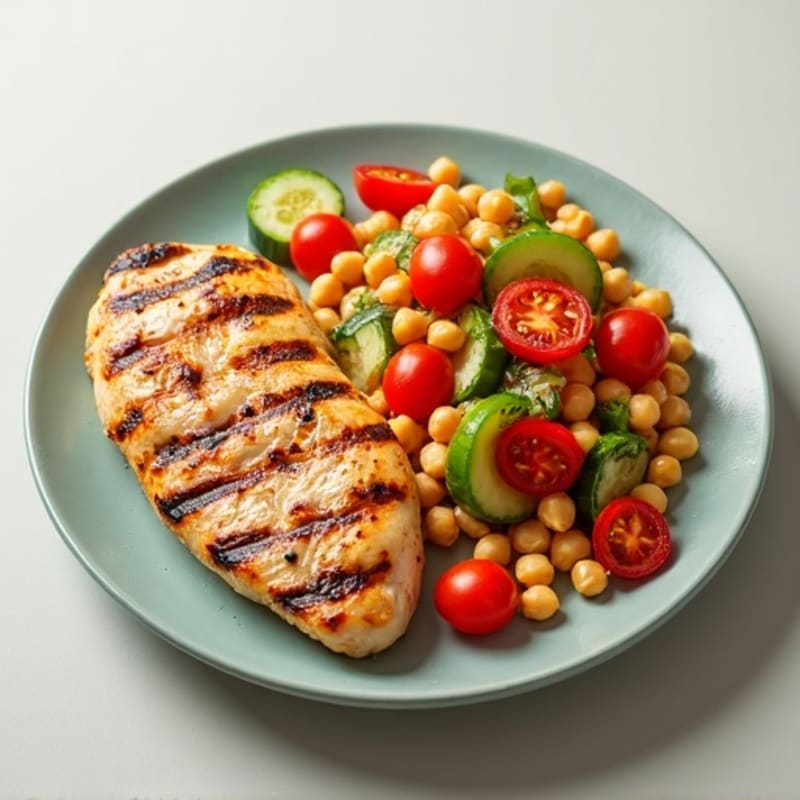 Grilled Chicken Breast with Crunchy Chickpea Salad