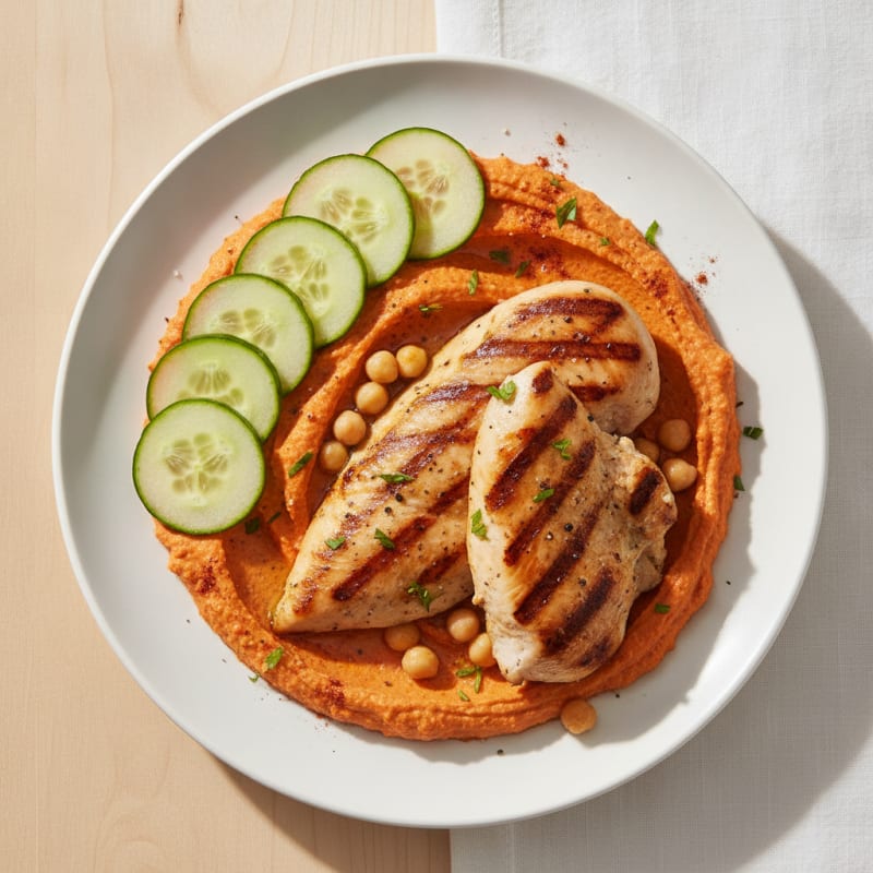 Roasted Red Pepper Hummus Chicken Platter