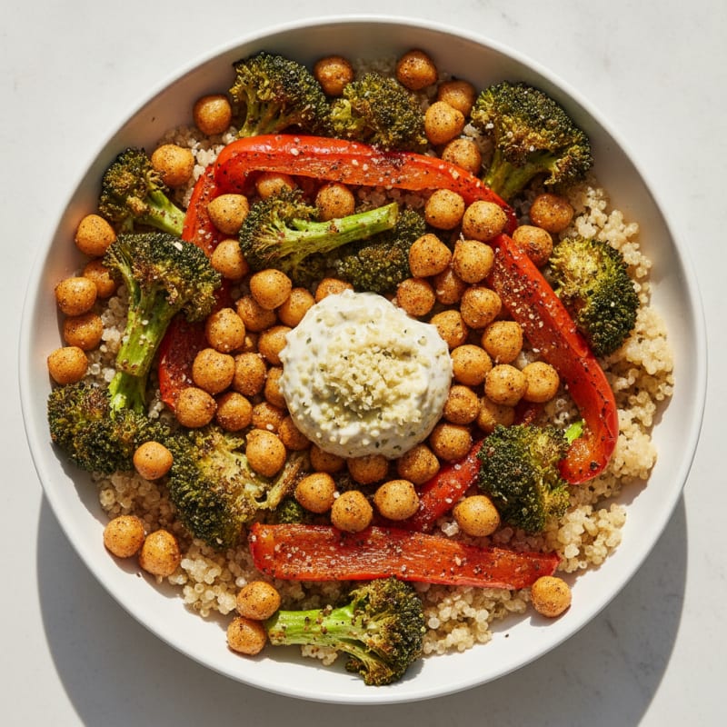 Roasted Vegetable and Chickpea Grain Bowl