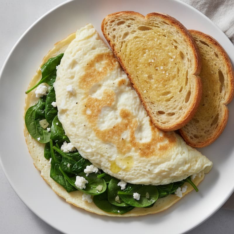 Egg White Omelette with Spinach and Sourdough Toast