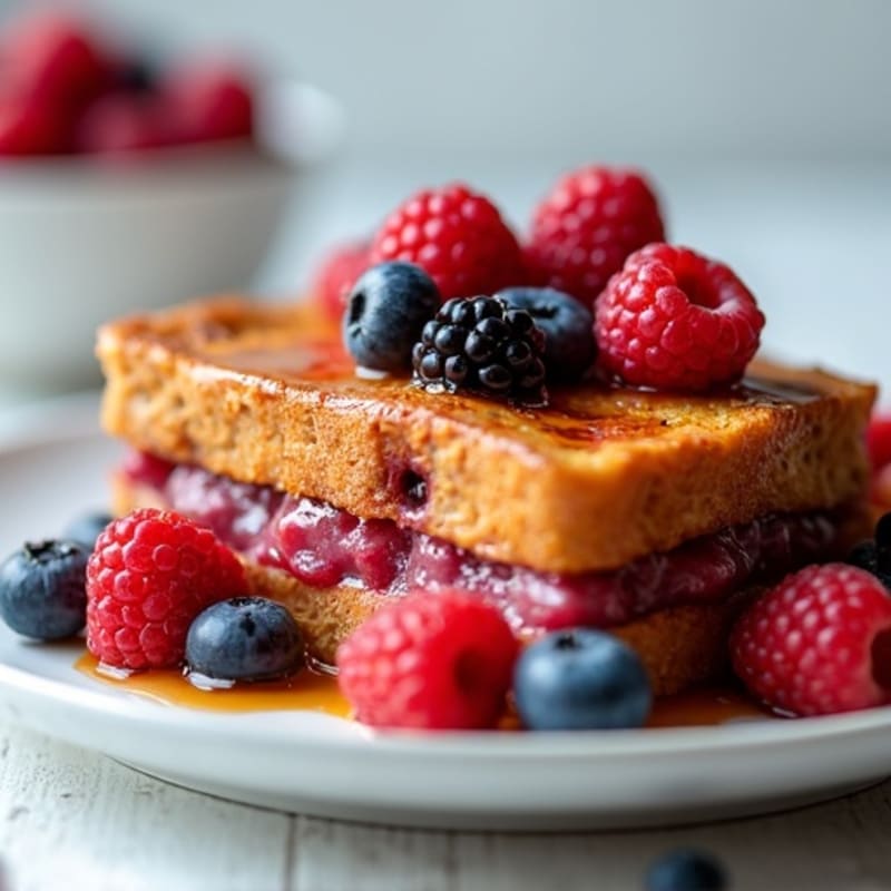 Warm Berry Protein French Toast Bake