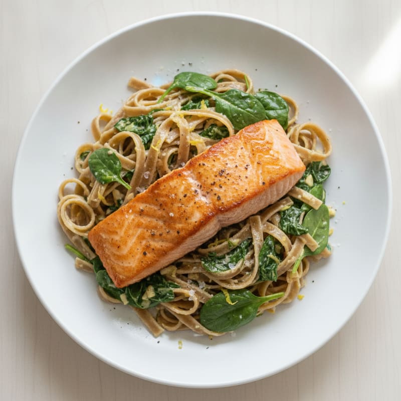 Pan-Seared Salmon with Lemon-Dill Pasta