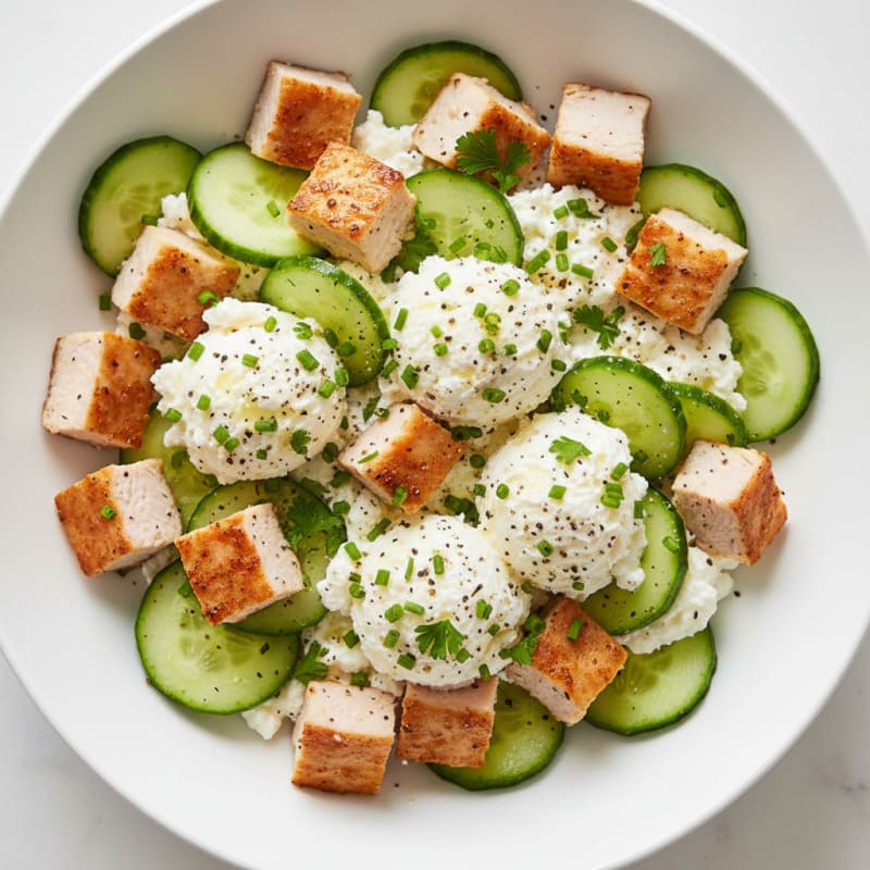 Garlic-Herb Turkey and Cottage Cheese Bowl