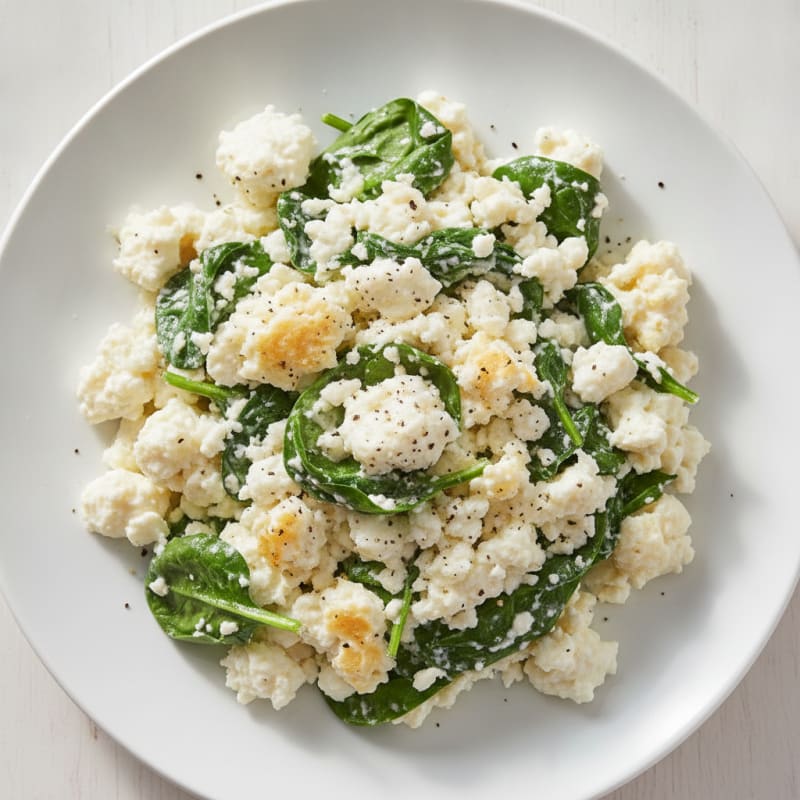 Egg White and Cottage Cheese Scramble with Spinach