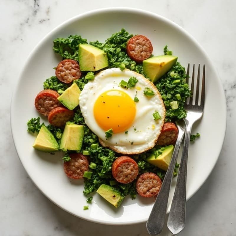 Egg White Scramble with Spinach and Turkey Sausage