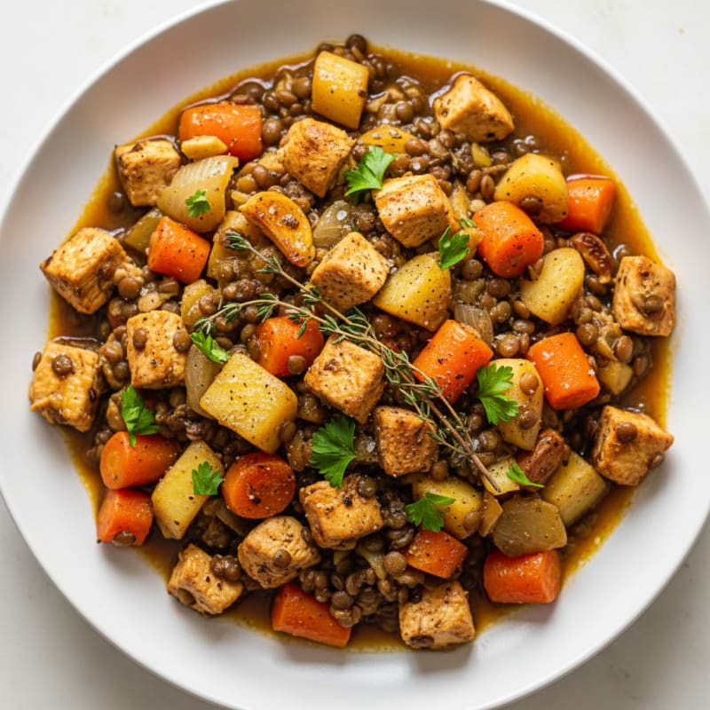 Braised French Lentils with Root Vegetables