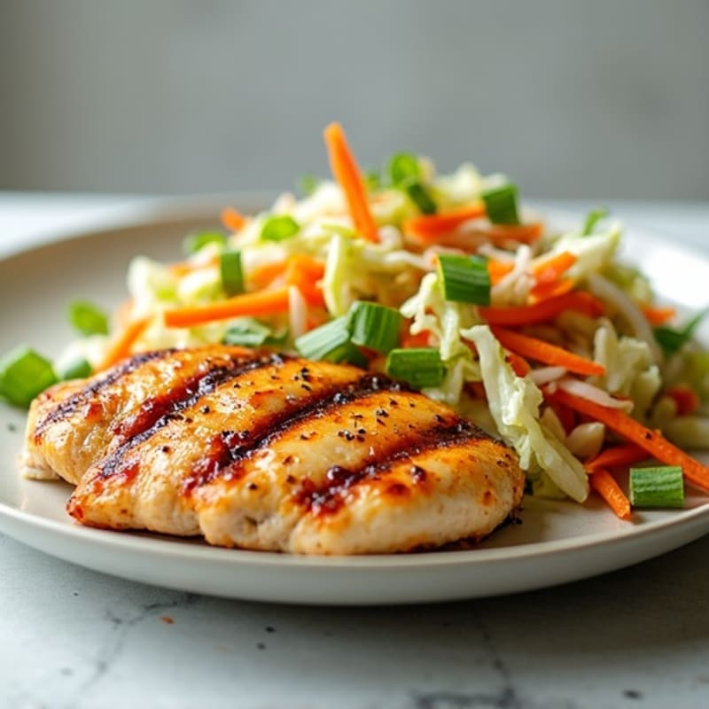 Grilled Chicken Breast with Crunchy Cabbage Slaw