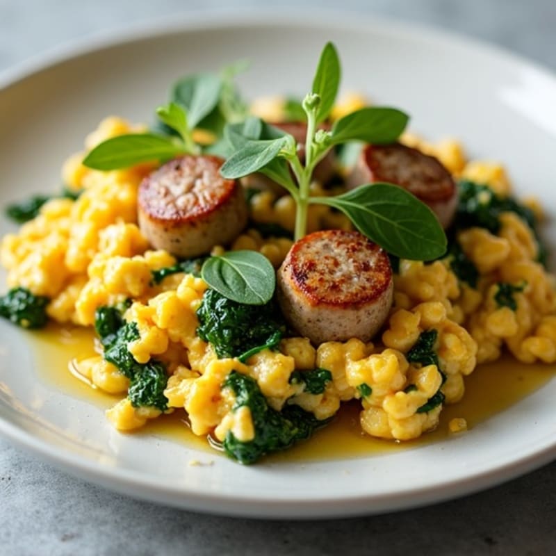 Egg White and Turkey Sausage Scramble with Spinach