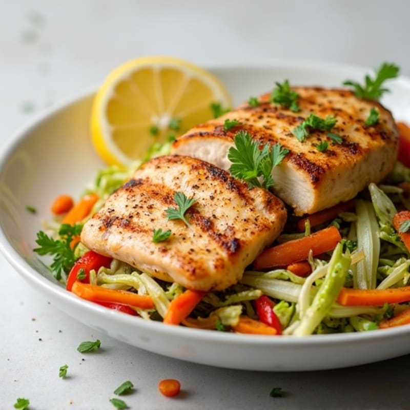 Grilled Chicken Breast with Crunchy Cabbage Slaw