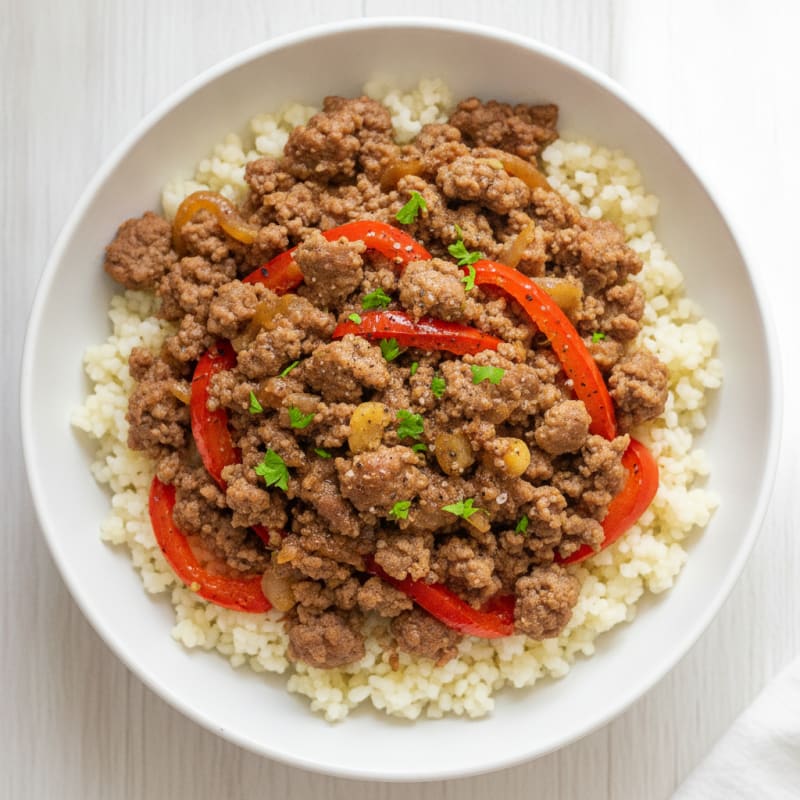 Ground Beef Cauliflower Rice Bowl
