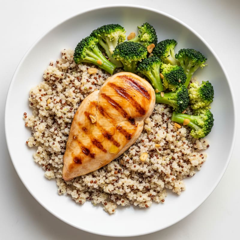 Grilled Chicken Breast with Quinoa and Steamed Broccoli