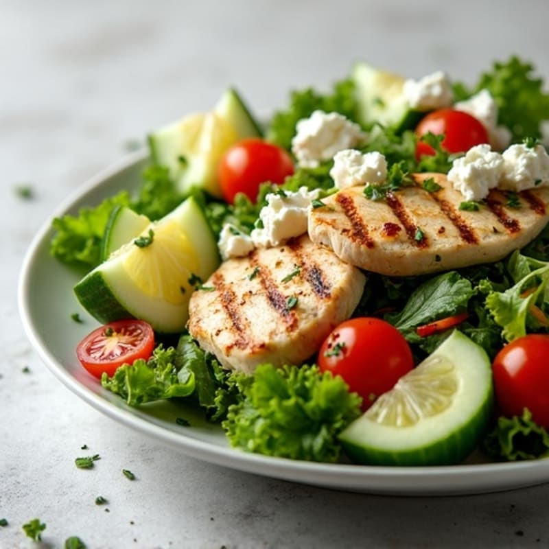 Fresh Herb Chicken Salad with Crisp Vegetables and Feta