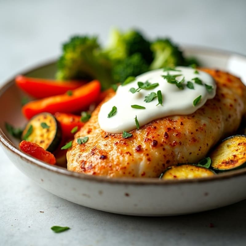 Creamy Spiced Chicken with Roasted Vegetables