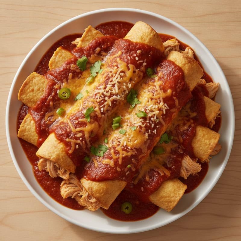 Chicken Enchiladas with Red Chili Sauce