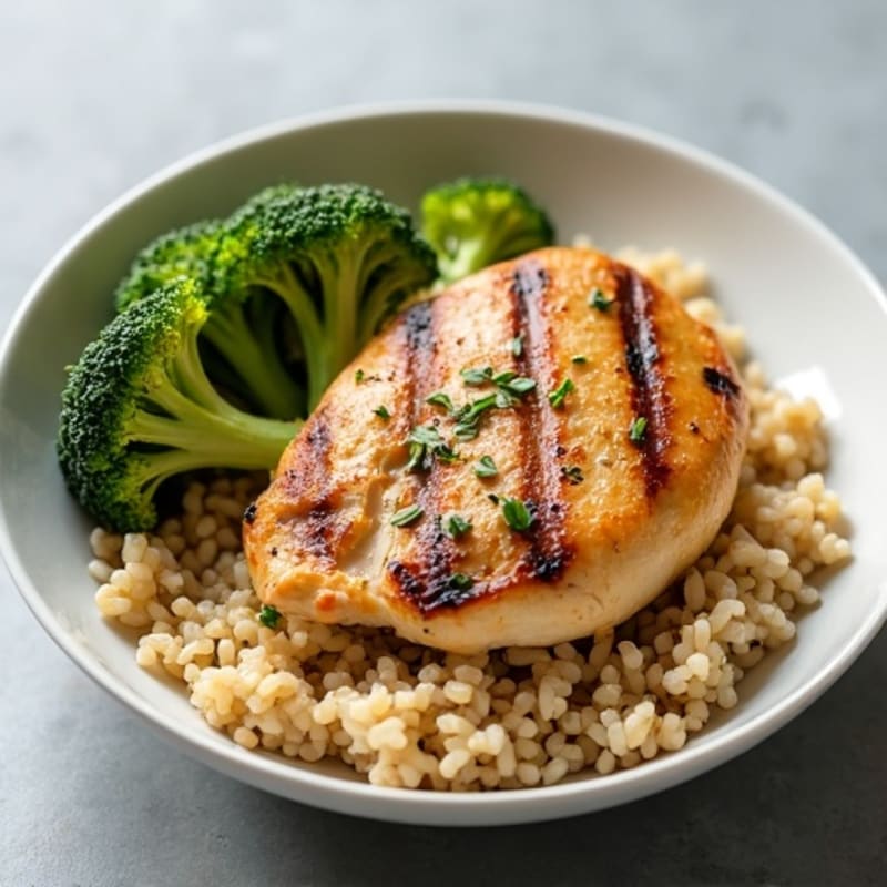 Grilled Chicken Rice Bowl with Roasted Broccoli