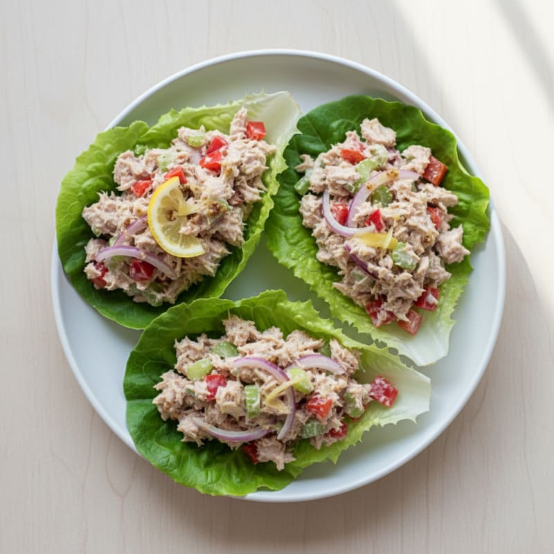 Tuna Salad Lettuce Wraps with Crunchy Veggies