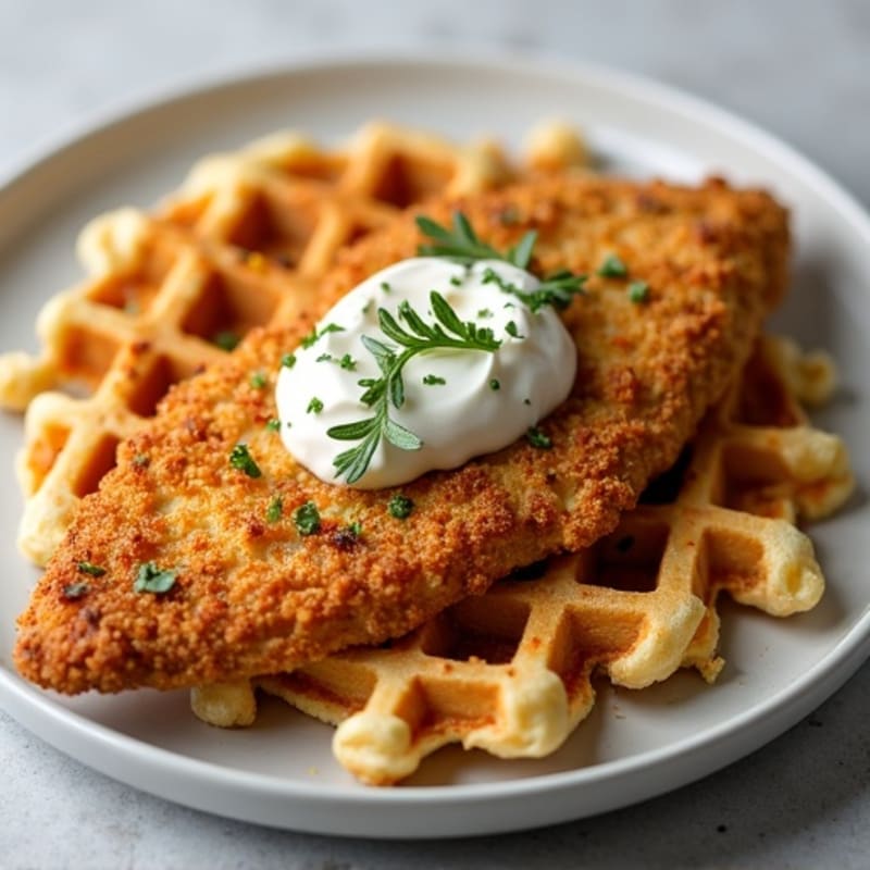 Crispy Baked Chicken with Savory Protein Waffles