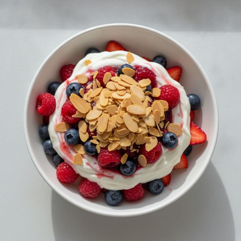 Greek Yogurt Protein Parfait with Berries and Almonds