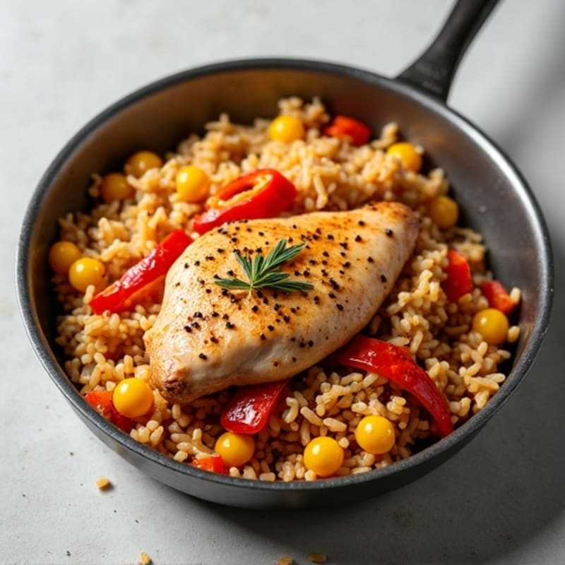 One-Pan Savory Chicken and Spiced Rice with Bell Peppers
