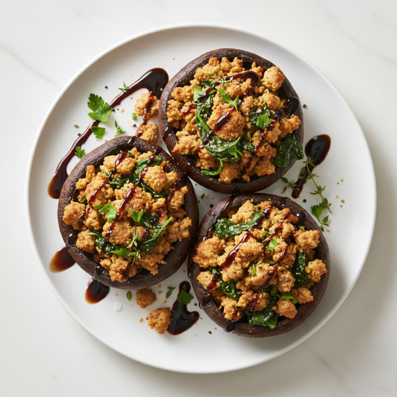Herb-Stuffed Portobello Mushrooms with Balsamic Glaze