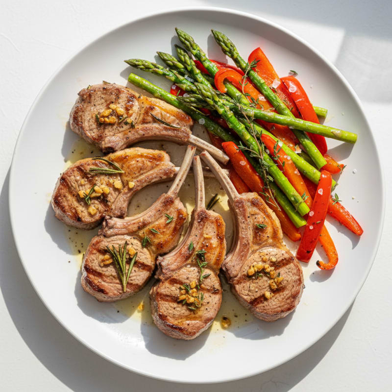 Herb-Marinated Lamb Chops with Roasted Vegetables
