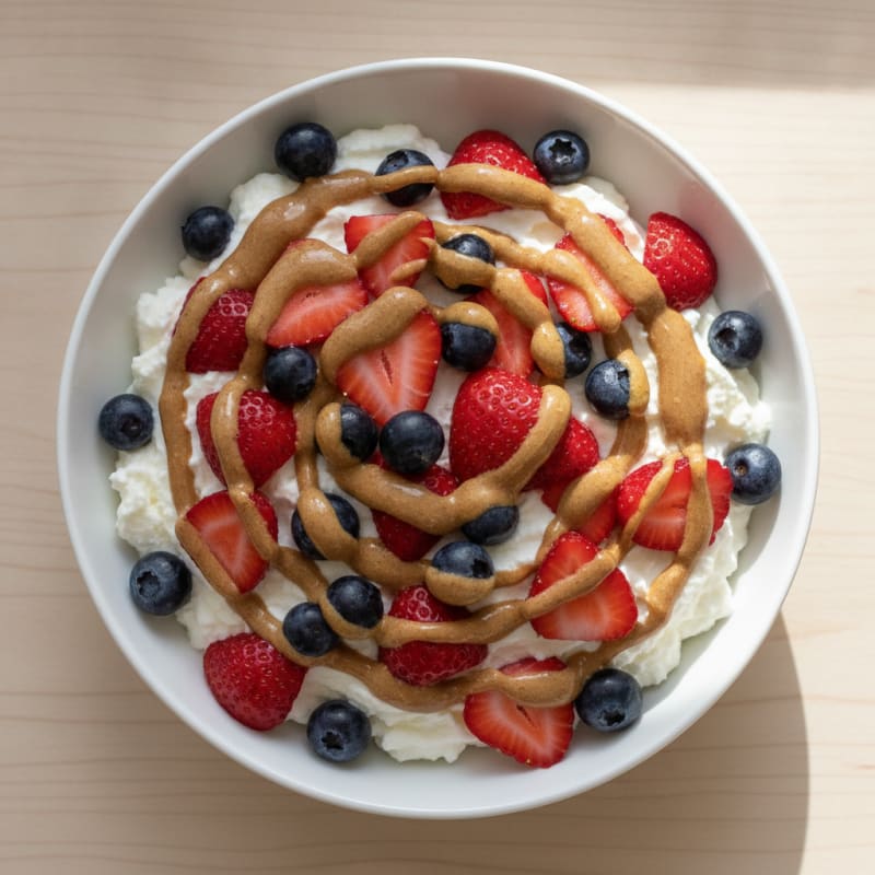Silky Greek Yogurt with Protein Powder and Fresh Berries