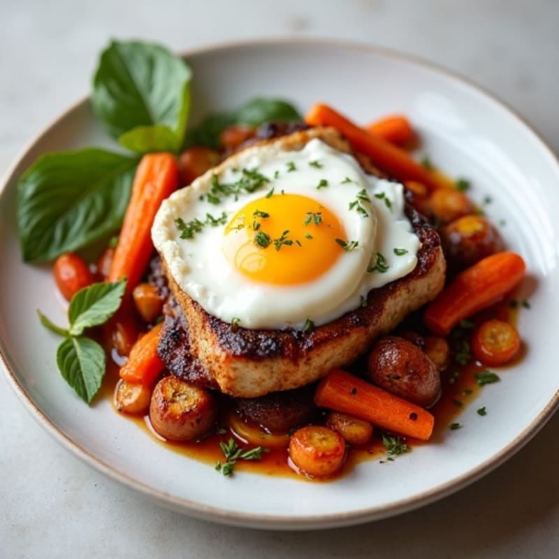 Tender Slow-Braised Pork Belly with Roasted Root Vegetables