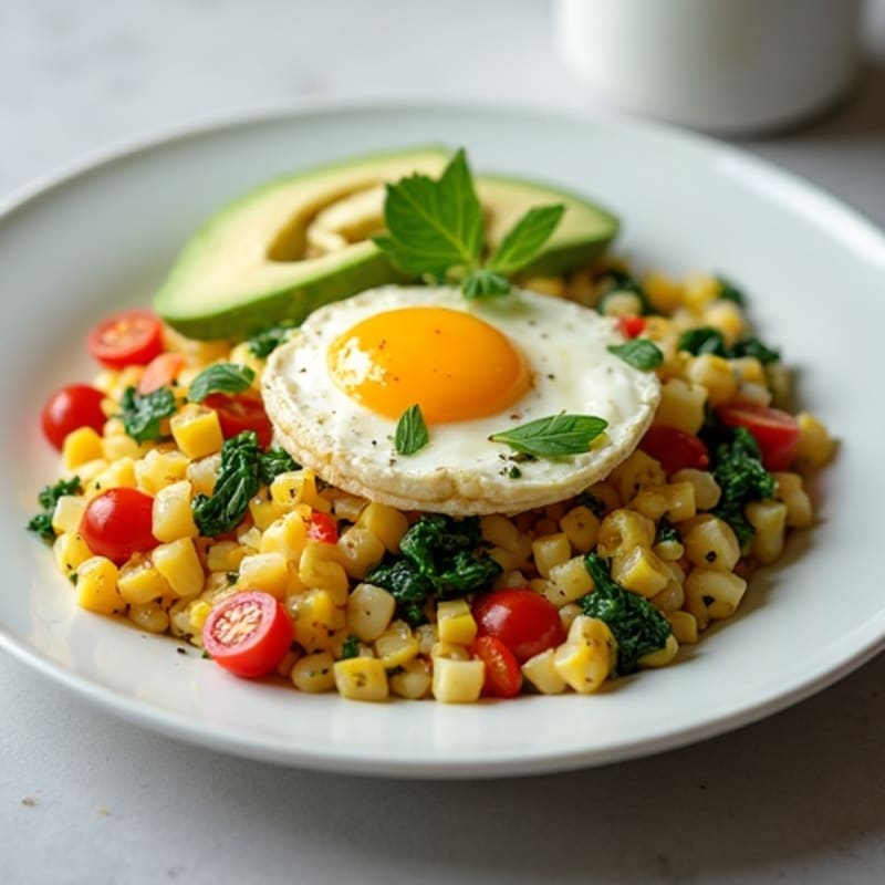 Egg White Veggie Scramble with Cottage Cheese