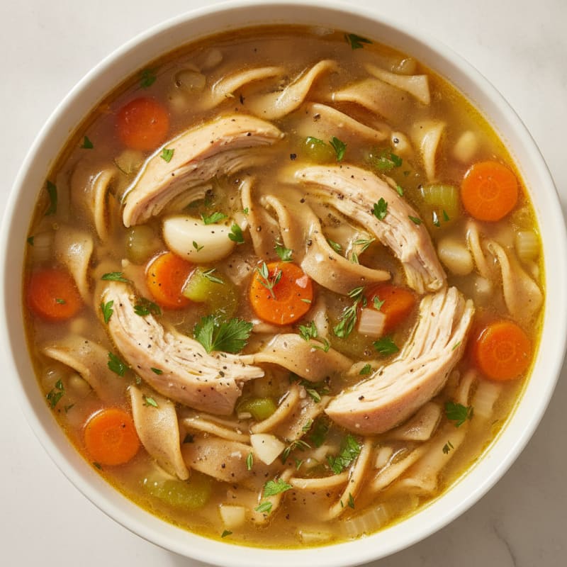 Hearty Chicken Noodle Soup with Herbs