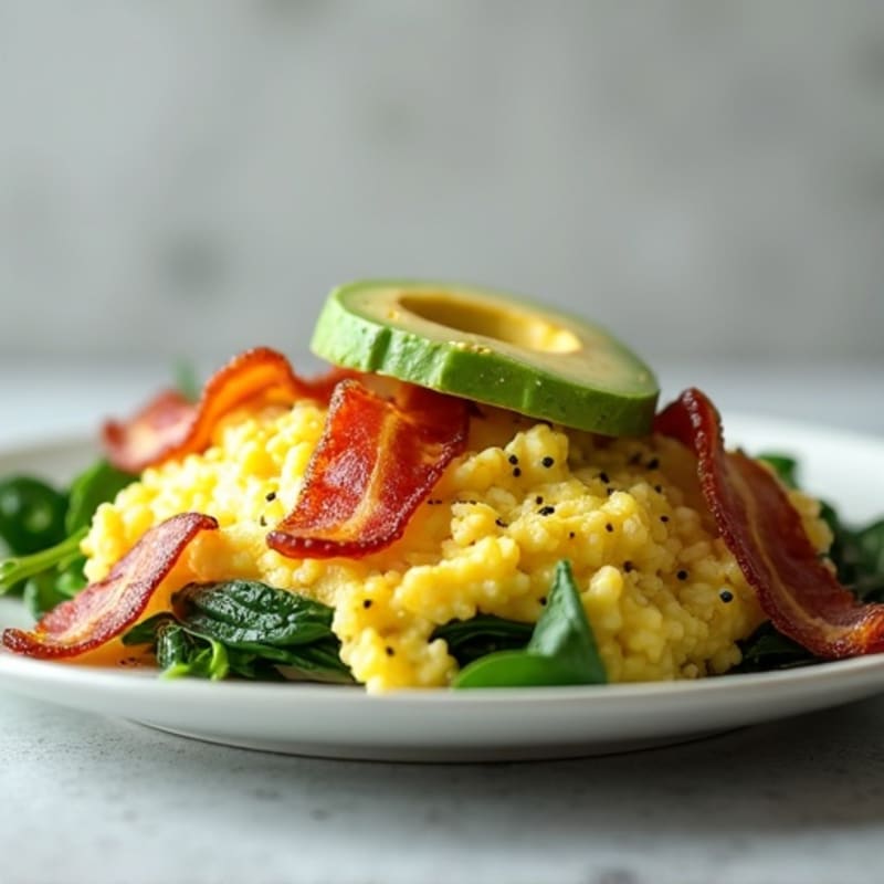 Egg White Scramble with Spinach and Turkey Bacon