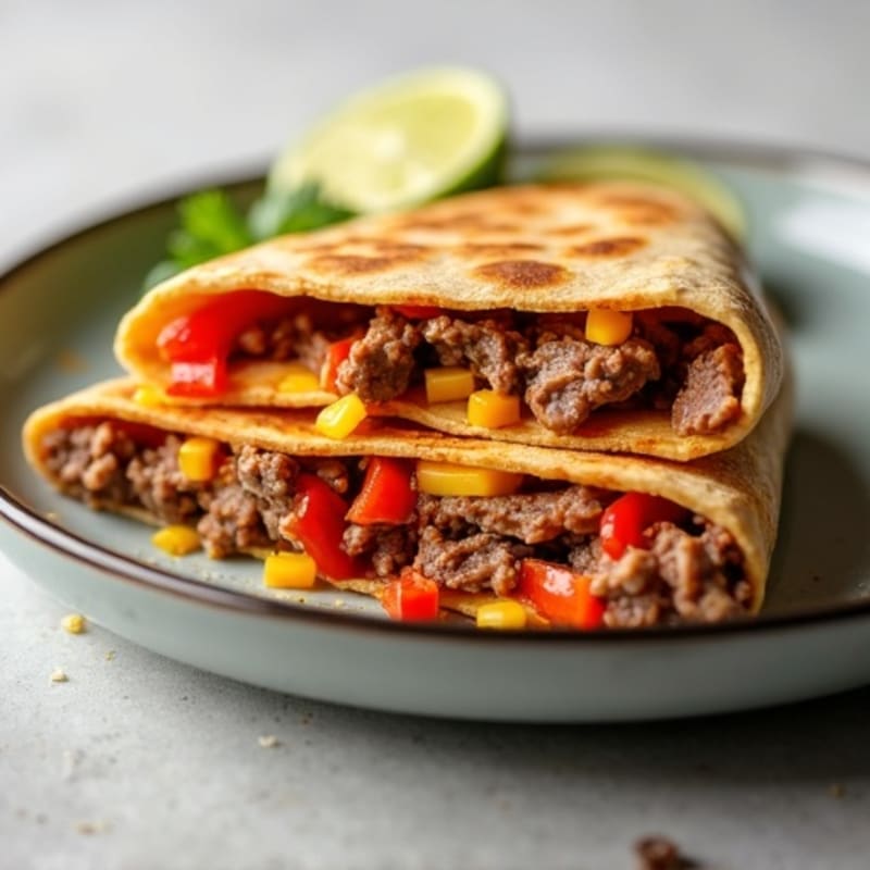 Spicy Lime Steak Quesadilla with Bell Peppers